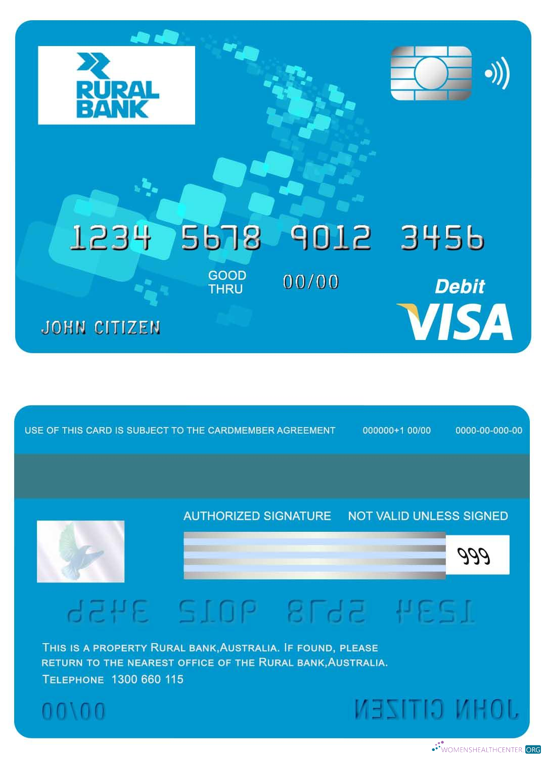 Download Australia Rural bank visa card Photoshop template
